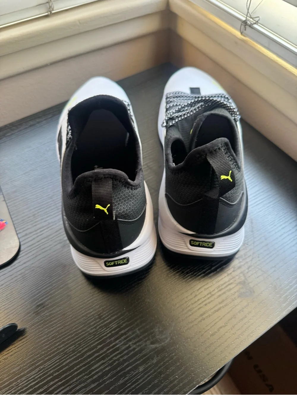Puma Men’s Black & White Sneakers with Yellow Accent